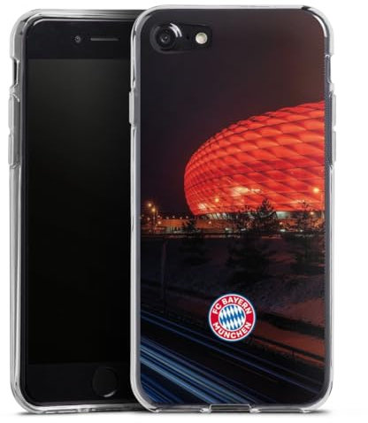 Silikon Hülle kompatibel mit Apple iPhone SE (2020) Case transparent Handyhülle FC Bayern München FCB Stadion