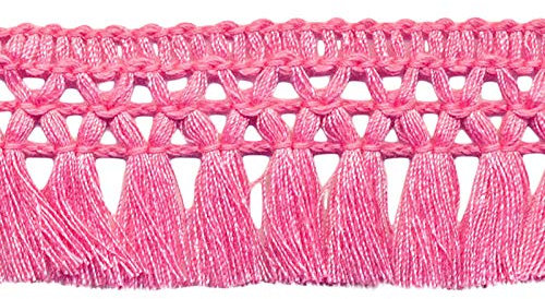 1m Fransenborte 32mm Meterware 26 Farben Quastenborte Zierborte Farbwahl, Farbe:rosé