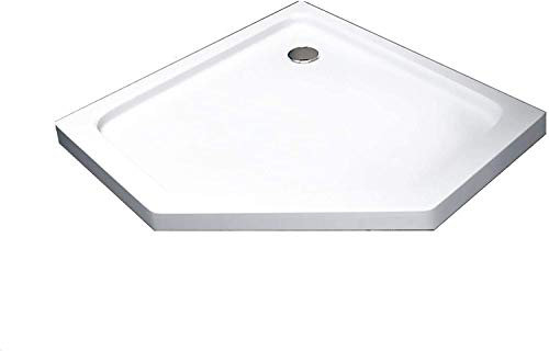 BuyLando.Shop [Typ-DT] Duschtasse Duschwanne Acrylwanne Sanitär-Acryl Brausewanne 5 cm flach Variation (90x90cm Fünf-Eck inkl. Ablauf)