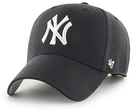 '47 MLB New York Yankees MVP Unisex-Baseballkappe, Verstellbar, Hochwertiges Design und Verarbeitung, White Logo, Black