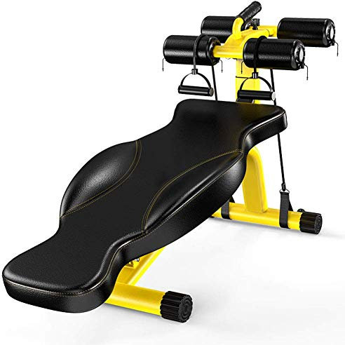 XBSLJ Hantelbank Sit Up Bench Abdominal, Unisex Sit Abdominal, Fitnesstrainer mit 4 Schwierigkeitsstufen & ndash; Bauchbank & ndash; Faltbar, gelb