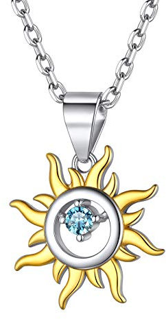 ChicSilver Sonne Kette 925 Silber Gold Damen Kette mit Sonne Anhänger Sommer Schmuck