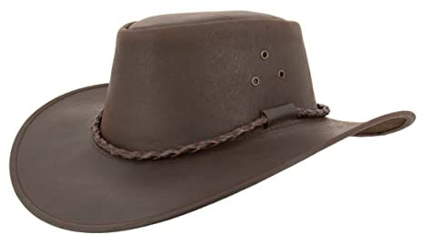 Lederhut Outdoor-Hut Cowboyhut aus Leder für Herren Damen schwarz, Tobacco und braun ca. 7cm-7,5cm breite Krempe Westernhut wasserabweisend