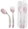 Tomedeks 2pcs Cuillère Et Fourchette D'entraînement Pour Nourrissons, Cuillère D'apprentissage Flexible Et Résistante À La Chaleur Facile À Saisir, Fourchette Pour Enfants (Blue) (pink)