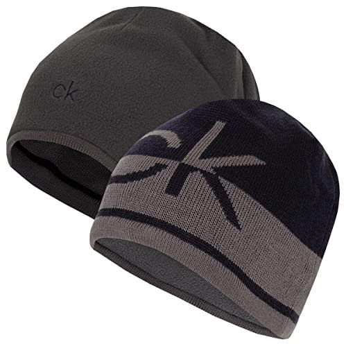 Calvin Klein Herren CK Reversible Knit Beanie Mütze - Navy/Charcoal - Einheitsgröße