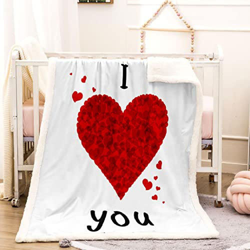 Kuscheldecke Rotes Herz Ich Liebe Dich Decke Mikrofaser Kuscheldecke Flauschig Langlebig Fleecedecke Zweiseitige Couchdecke Dick & Warm Wolldecken für Couch(180x220cm)