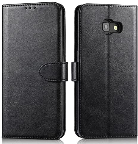 BININIBI Handyhülle für Samsung Galaxy A5 2017, Lederhülle Handytasche Klappbar für Galaxy A5 2017, Klapphülle Hülle für Samsung A5 2017 mit Standfunktion/Kartenfach/Magnetisch, Schwarz Grau