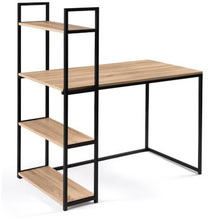 FACILITYS Bureau Effet Bois et métal avec étagère intégrée