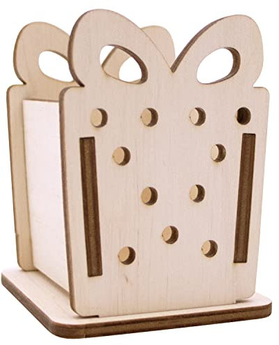 LAUBLUST Weihnachtsfigur aus Holz mit Geschenk-Motiv - Weihnachtsdeko Holz - Deko für Fensterbank Innen - Dekoration Wohnzimmer - Balkon Deko