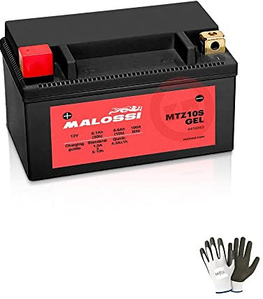 Compatible avec Honda CBF 1000 de 2006 à 2010, batterie en gel MALOSSI YTZ10S déjà prête à l'emploi active batteries 8,6 Ah 12 volts pour moto scooter