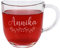 Herz & Heim® graviertes Teeglas mit Wunschname/Geschenkidee Name mit Blätterranke