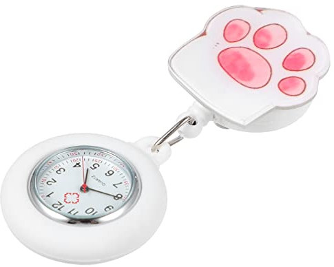 Mikikit Geschenk Für Frauen Taschenuhr Tragbare Uhr Doktor Brosche Fob Uhr Stethoskop-Abzeichen-Uhr Badge Accessories Kitteluhr Uhr Nurses Watch Fräulein Quarz Weiß Zubehör Hängend