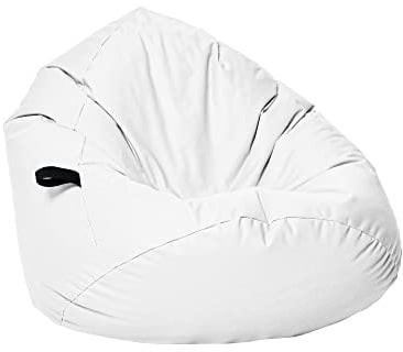 Momiralland Sitzsack Tropfenform Kastanie - für Kinder & Erwachsene – Indoor wie Outdoor da er Wasserfest ist– füllung EPS Perlen. (Weiß, XXL - Durchmesser 88 cm für Erwachsene)