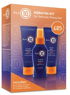 It's a 10 Haircare Miracle Leave-In Plus Keratin Travel Set - 1 x 60 ml Shampoo 1 x Miracle Leave-in 1 x Deep Conditioner