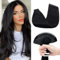 Benehair Tape in Extensions Echthaar, 45CM Tape in Haarverlängerungen, Invisible Echthaar Extension mit Tapes, Seidig Glatte Echthaars Extension, 10Pcs 25g Tiefschwarz #1