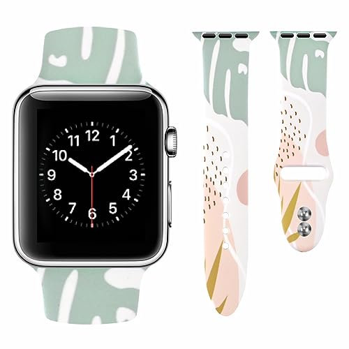 Vozehui Kompatibel mit Apple Watch Armband 38mm 40mm 41mm für Damen Herren, Weiches Silikon Erdbeere Blume Gras Muster Sport Ersatzarmband Kompatibel mit iWatch Armband Serie SE 9 8 7 6 5 4 3 2 1