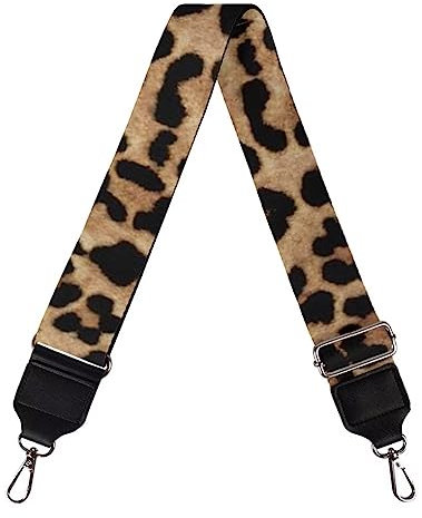 Jeiento Brown Leopard Print Women Handbag Strap Replacement Camera Shoulder Handbag Strap with Carabiner Silver,Crossbody Bag Decoration Accessories