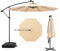 GOPLUS Parasol de Jardin Extérieur avec Pied, Parasol Déporté Inclinable Ø 3M, avec 8 Baleines 40 Lampes Solaires, Grand Parasol pour Terrasse Plage Cour (Beige)