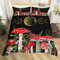 Wilde Pilz Bettbezug Set S Größe, Sun Moon Planet Star Sky Bettwäsche Set für Kinder Teens Mädchen Jungen Zimmer Dekor, Pflanze Trippy Tröster Abdeckung Red Quilt Cover mit 1 Kissenbezug