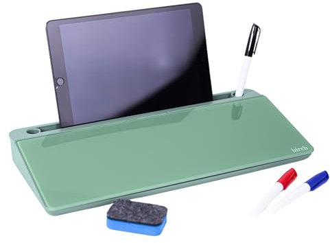 Birch Desktop Whiteboard with Storage & Metallic Marker Large Surface Desktop Glass Dry Erase Board Desk Top White Board Dry Erase Notepad Desk White Board Tabletop Desk Whiteboard (Moss)