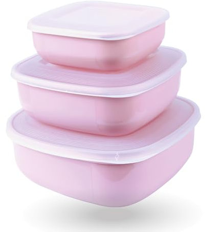 Pro Home Frischhaltedosen mit Deckel 3er Set (500ml - 1,5L) Rosa - Vorratsdosen, mikrowellen- und spülmaschinenfest, gefriertauglich, Lebensmittelbehälter