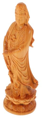 Warmhm Guanyin Bodhisattva-Statue Buddha-Figur Aus Holz Feng-Shui-Buddha-Statue Mini-guan-Yin-Statue, Betende Mini-Quan-Yin-Figur Buddha-Dekoration Aus Holz Büro China Rosenkranz Hölzern