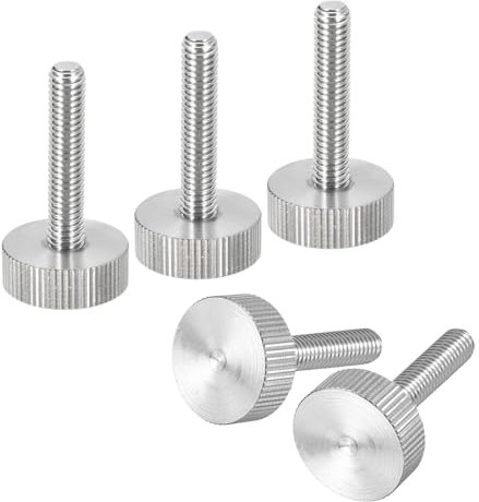 sourcing map Rändelschrauben, M6 x 30 mm, 5 Stück, 304 Edelstahl, flacher gerändelter Kopf, Vollgewinde, Rändelschrauben, Griffknöpfe
