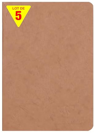 Clairefontaine 733100Cpack - Packung 5 Heft - Notizbuch geheftet, Age Bag, DIN A5 14,8x21 cm, 48 Blatt, blanko, 90g, Tabakbraun, 1 Pack