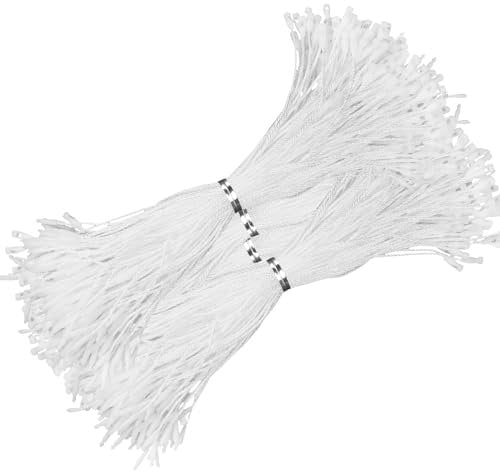 1000 Stück Hängeetiketten Etiketten Schnur, Clothing Hang Tag String Kleidung Tag Seil, String Preis Lock Tags mit Schnappverschluss für Schmuck Gepäck Zubehör Markenschild, 19.5cm (Weiß)