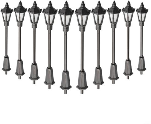 10 Stück HO für TT OO Modelleisenbahn Zug Lampenpfosten 65-70 mm verstellbare LED-Straßenlaternen 1:50-1:100 Maßstab Beleuchtung Lampe für Park Modell Eisenbahn Zug Layout