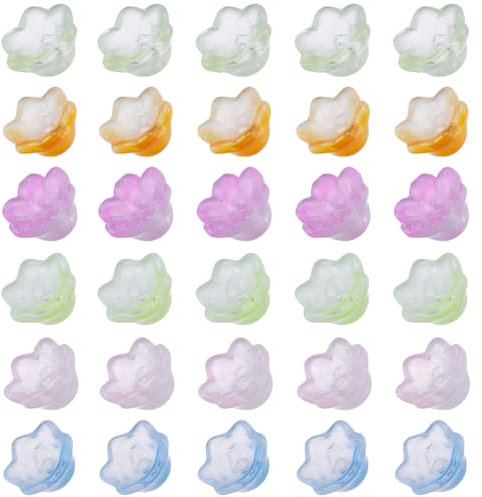 SUNNYCLUE 1 Box 120Pcs 6 Colors Flower Beads Glass Bell Flower Bead Caps Colorful Tulip Lily Mini Spring Floral Loose Spacer Bead for Jewellery Making Beads Supplies DIY Necklace Bracelet Earrings