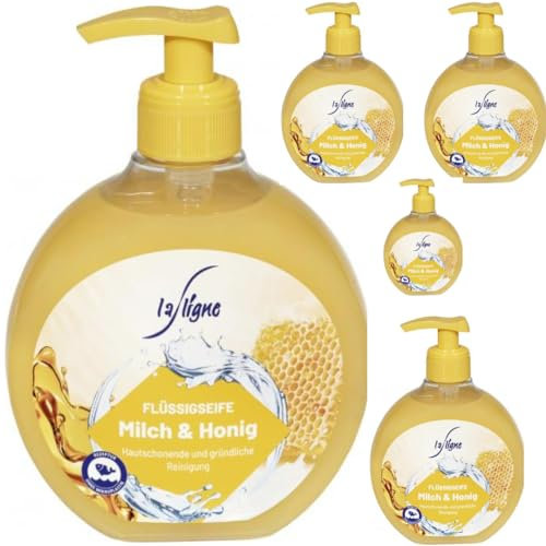 La Ligne Cremeseife Milch & Honig 500 Mililiter x 5 Stück
