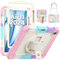 SEYMAC Custodia per iPad Air 11 Pollici 6th 2024 M2, Custodia Antiurto con Protezione per lo Schermo, Portapenne, Supporto Girevole a 360 Gradi/Cinturino da Polso, Tracolla per iPad Air 11, Rosa