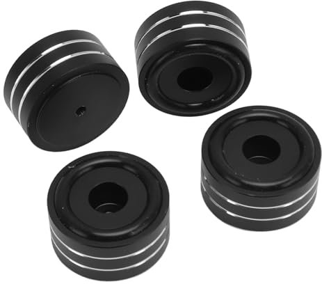 4Pcs Speaker Isolation Feet, Aluminum Alloy Shock Absorber Isolation Pad Feet with Nonslip Rubber Ring, Subwoofer Isolation System for Tube Amplifier, Speaker, Audio, Etc (Black)