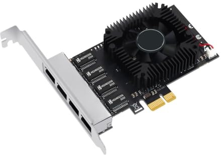 Junterone 1 x Scheda di rete POE PCIE 4 porte in plastica e metallo 10/100/1000/2500Mbps Convertitore Ethernet industriale Gigabit 20G PCIE X4 con chip 8125BG