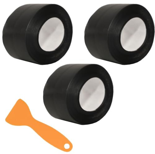 Bamyli 3 rotoli di nastro sigillante per bagno, impermeabile, anti muffa e umidità, autoadesivo, semplice nastro sigillante per doccia, WC, cucina, con strumento di tenuta (38 mm x 3,2 m, nero)