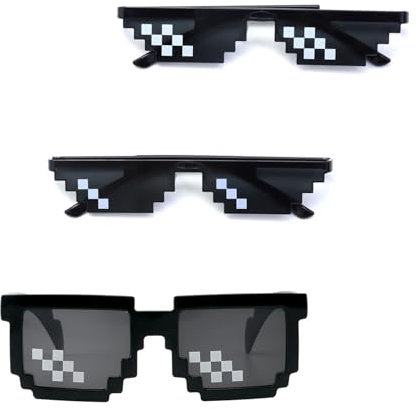 GFTCGK 3 Stück Coole Sonnenbrille, Pixel Brille, Party Brille, Pixel Sonnenbrille, Lustige Brillen, Mosaik Brillen,Foto Requisiten Fasching Brillen für Männer Frauen