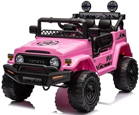 Toyota FJ Ride on Car 2WD Rear Wheel Drive Land Cruiser Licensed 12v Electric Car Battery Kids Car Pink