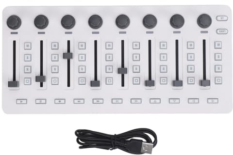USB-MIDI-Controller-Mixer mit Wiederaufladbarem Akku, 16 Stunden Betrieb, um 360° Drehbare Encoder, Drahtlose Verbindung für Windows, OS X, IOS, Android