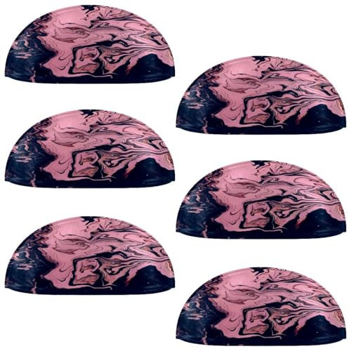 VAPOKF 6 manijas de copa de concha, pomos semicirculares para cajones, manijas utilizadas para dormitorio, tocador, armario, puerta de cocina, pintura rosa y azul oscuro
