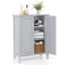 LIFEZEAL Mobile Bagno, in Legno, Mobiletto Bagno Salvaspazio, con 2 Ante e Ripiani Regolabili, Armadietto Indipendente, 30x60x80,5 cm, Mobiletto Salvaspazio per Soggiorno e Cucina (grigio)