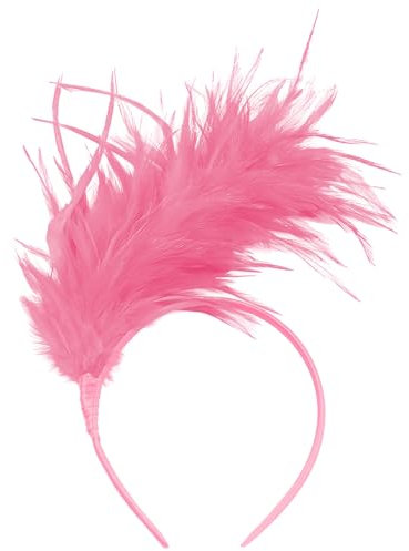 GWAWG Bandeau Plumes de Fleur Artificielle Vintage Années 1920 pour Femmes et Filles, Carnival Headband Plume Accessoire Élégant Serre-Tête Plume Rose pour Carnaval, Bals, Soirées à Thème, Goûter