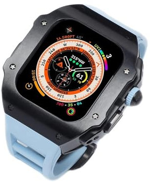 XFZJCHAP MOD Kit Titanium -Legierungspflicht Band für Apple Watch Serie 8 49mm Metallabdeckung und Gummi -Gurt -Austausch -Uhrenzubehör