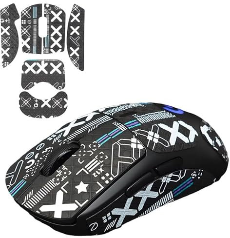 Mouse Grip Tape Set Kompatibel mit Logitech G Pro Wireless X, Zarte und Rutschfeste Haptik, Superlight Schweißabsorbierend und Robust. Ultradünnes Design, Komfortables Spielerlebnis (Schwarz)