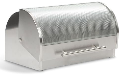 Ribelli Große Brotkasten, Brotkorb mit Deckel, Brot Aufbewahrung aus Edelstahl, Küche-Aufbewahrung,Brotaufbewahrungsbox,Brotboxen, Silber