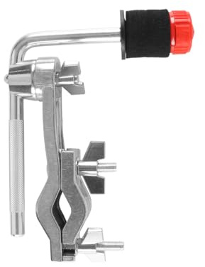 Tiardey Morsetto di Montaggio per Batteria, Asta a L, Braccio per Piatti Cromato con Supporto, Accessori per Strumenti a Percussione, Rosso