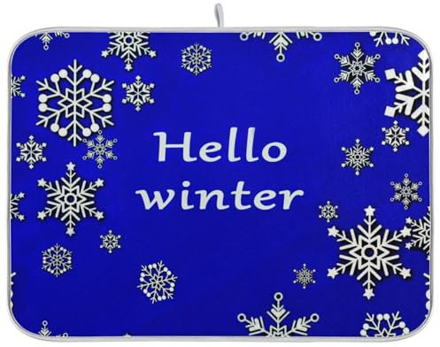 Tappetino per asciugare i piatti in microfibra assorbente con fiocco di neve di Natale invernale opaco escurridor de platos para fregadero 45,7 x 61 cm