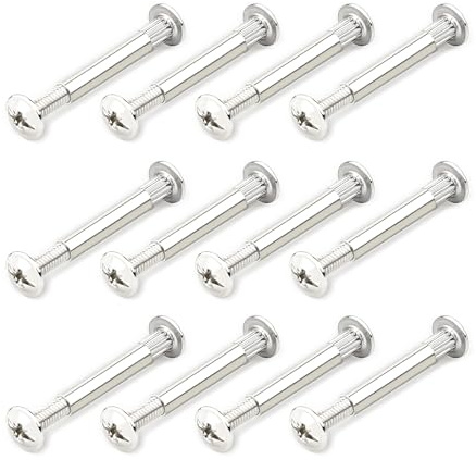 WUWWUT 12 Pcs M4 Wardrobe Connector Bolts, Furniture Connecting Screws Bolt, Kitchen Cabinet Cupboard Joining Bolts