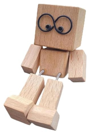 YOFDAL 1 PCS Schaukelnde Holzfiguren, lustige Wackelkopf-Autodekorationen, handgefertigte Autoornamente aus Holz, wackelnde holzfigur，Actionfiguren, Schreibtischornamente, Männergeschenke, Büro.