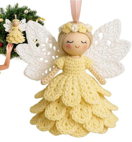 DIYS Häkelengel Ornament Kit, engels Häkeln Bastelset mit Garn für Anfänger, Weihnachtsbaum Häkeln Spielzeug Hängende Ornament, HäCkel Kit FüR AnfäNger,Weihnachtsdekoration für Webenthüter/Liebhaber